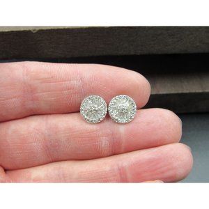 Sterling Silver Cubic Zirconia Wheel Style Stud Earrings